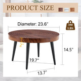 Modern Round MDF And Metal Walnut Coffee Table - Sleep Galleria