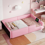 Twin Pink Upholstered Platform Bed With Guardrail Charging Station - Omega Lifestyles
