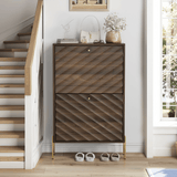 Mid-Century Modern Walnut Freestanding Shoe Cabinet