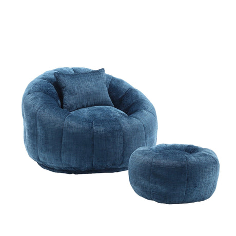 Chenille Foam Filled Ergonomic Round Chair With Ottoman - Omega Lifestyles