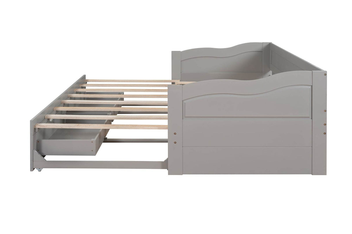 Extendable Solid Wood Twin Daybed With Trundle Drawers - Omega Lifestyles