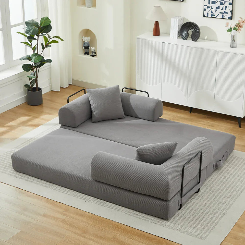Corduroy Folding Sofa Bed With Foam Spring Mattress - Omega Lifestyles