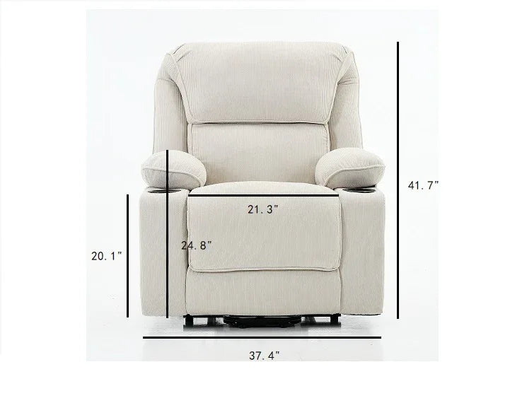 Ivory Remote-Controlled Heated Massage Assistive Recliner - Omega Lifestyles