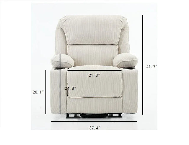Ivory Remote-Controlled Heated Massage Assistive Recliner - Omega Lifestyles