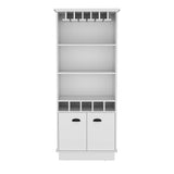 Modern White 70-Inch High Glass Door Bar Cabinet - Omega Lifestyles