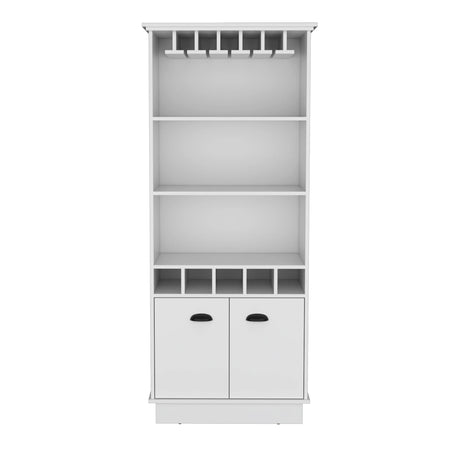 Modern White 70-Inch High Glass Door Bar Cabinet - Omega Lifestyles
