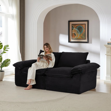 Modern Corduroy Foam Spring 2-Seat Cloud Sofa - Omega Lifestyles