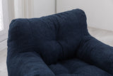 Soft Teddy Fabric Tufted Foam Bean Bag Chair Dark Blue - Omega Lifestyles