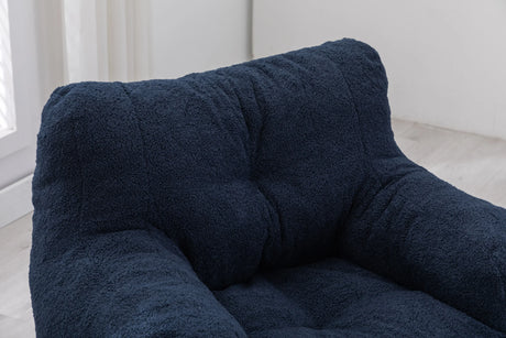 Soft Teddy Fabric Tufted Foam Bean Bag Chair Dark Blue - Omega Lifestyles