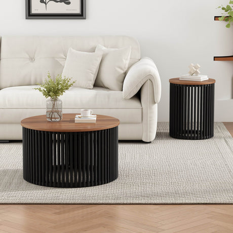 Acacia Solid Wood Round 30-Inch Coffee Table - Sleep Galleria