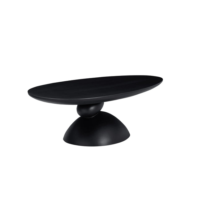 Minimalist Black Fiberglass Lucky Stone Oval Coffee Table - Omega Lifestyles