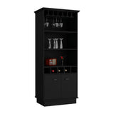 Modern Black Particle Board Kitchen Storage Bar Cabinet 70-Inch - Omega Lifestyles