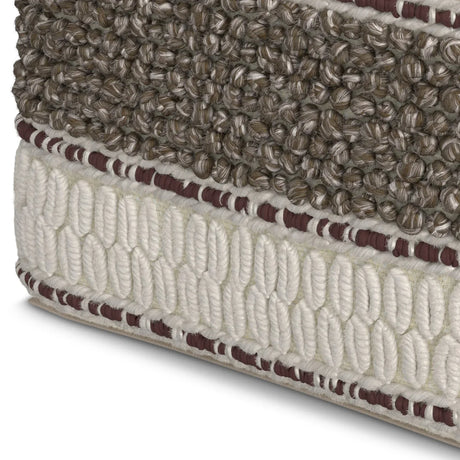 Woven Earth Tone Brown Fabric Square Pouf - Omega Lifestyles