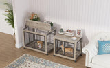 Furniture Style Grey Dog Crate With Rolling Wheels - Omega Lifestyles
