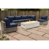 7-Piece Outdoor Seating Set With Firepit And Cushions - Omega Lifestyles