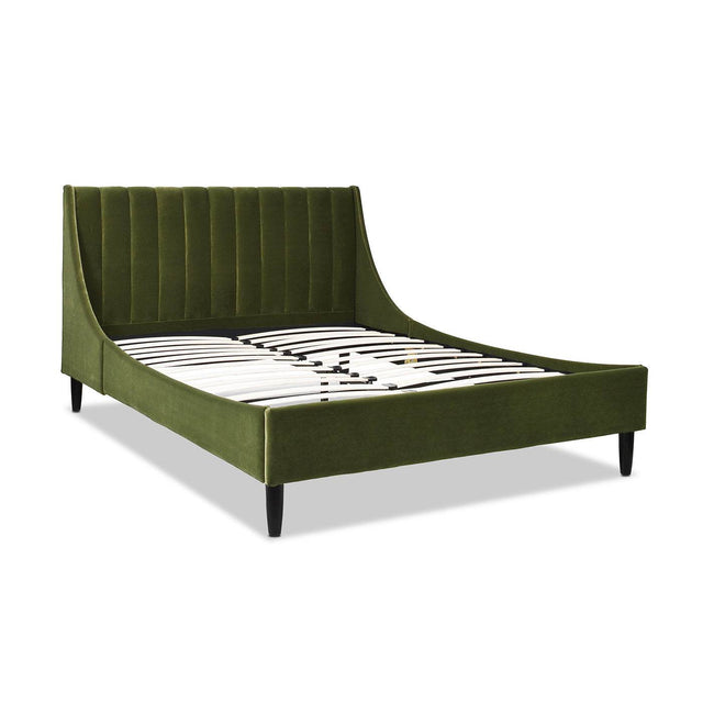 Modern Velvet Upholstered Platform Bed Frame Queen - Omega Lifestyles