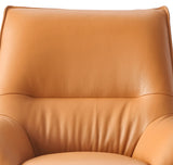 Sandstone Top Grain Leather Accent Chair With Ottoman - Omega Lifestyles