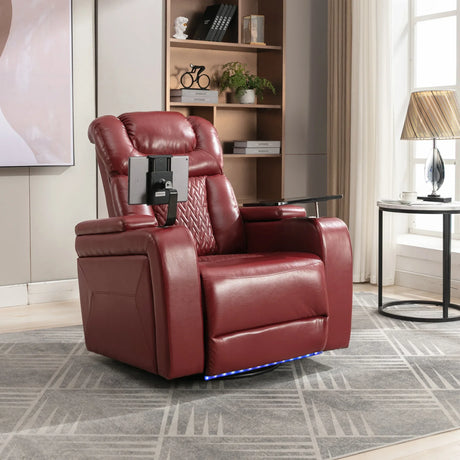 Power Recliner Chair PU Leather With USB Tray Table - Omega Lifestyles