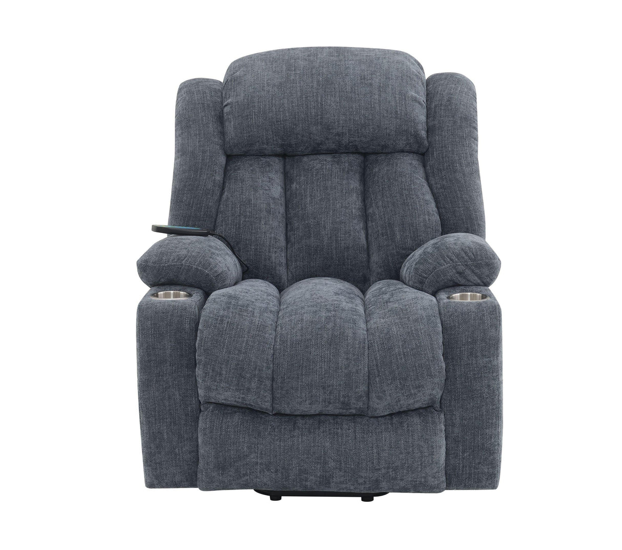 Blue Chenille Power Lift Recliner With Heating Massage - Omega Lifestyles