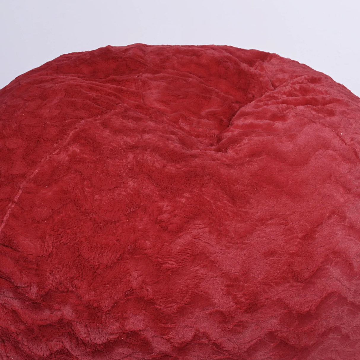 Red 3-Foot Faux Fur Memory Foam Bean Bag Chair - Omega Lifestyles