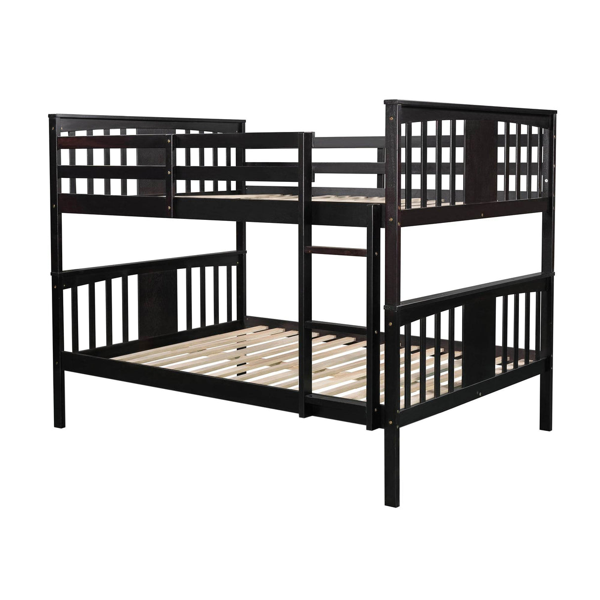 Full Over Full Solid Wood Espresso Bunk Bed - Omega Lifestyles