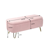 Pink Faux Fur Upholstered Storage Bench With Gold Legs - Omega Lifestyles
