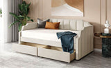 Twin Velvet Upholstered Daybed With Storage Drawers - Omega Lifestyles