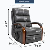 Power Lift Recliner Chair With Heat Massage and Wood Armrests - Omega Lifestyles