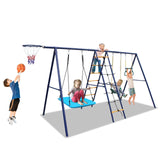 6-in-1 Backyard Steel Frame Swing Set With Ladder - Omega Lifestyles