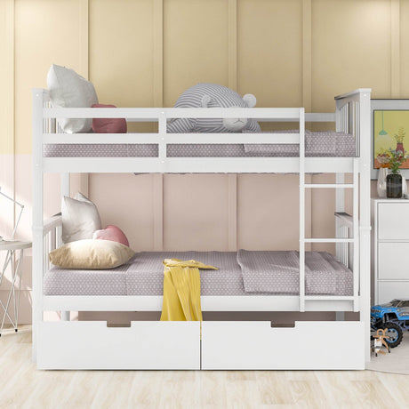 Full Over Full Solid Wood Bunk Bed With Drawers - Omega Lifestyles