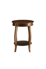 Walnut Finish Round Leg Accent Table With Shelf - Omega Lifestyles