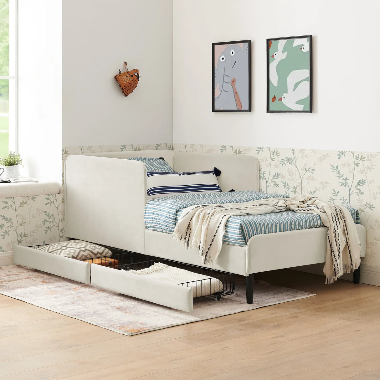 Twin Velvet Upholstered Platform Bed Frame With Storage - Omega Lifestyles