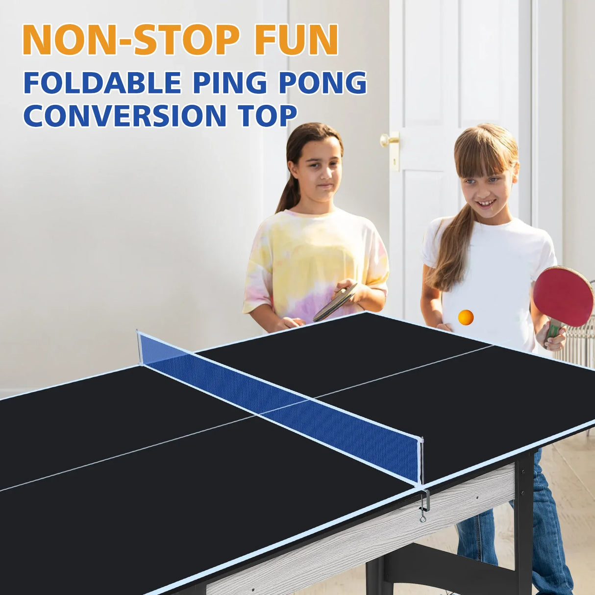 Foldable Portable Black MDF Ping Pong Conversion Table Top - Omega Lifestyles