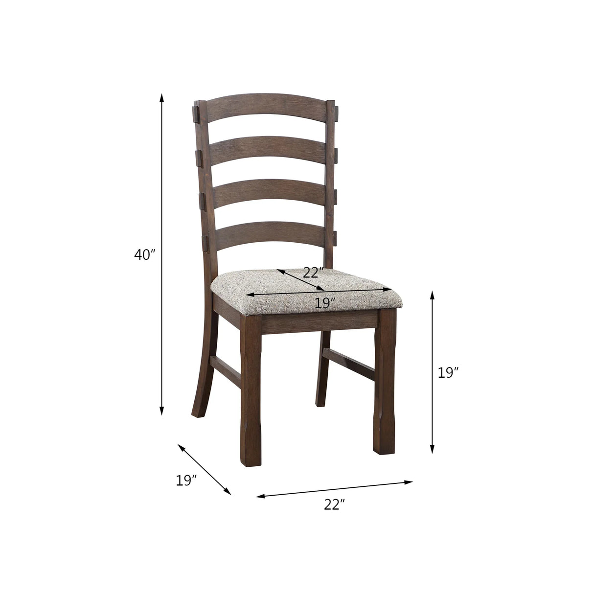 Set Of 2 Pascaline Gray Fabric Rustic Side Chairs - Omega Lifestyles