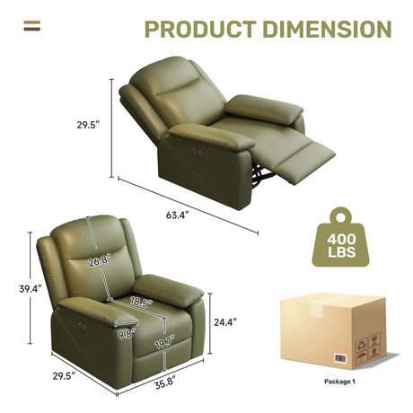 Power Recliner Chair With USB Charging And Lumbar Support - Omega Lifestyles