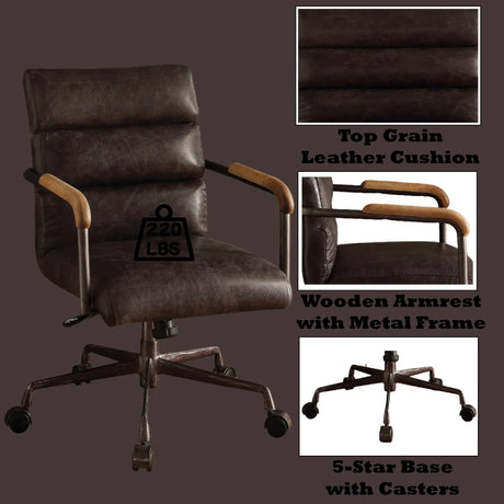 Top Grain Leather Executive Adjustable Office Chair Slate - Omega Lifestyles