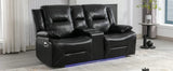 3-Seater Manual Recliner Chair Leather Gel With LED Lights - Omega Lifestyles