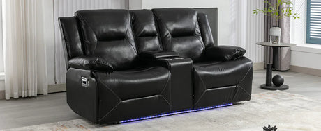 3-Seater Manual Recliner Chair Leather Gel With LED Lights - Omega Lifestyles
