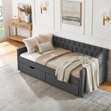 Twin Upholstered Tufted Daybed With Storage Drawers - Omega Lifestyles