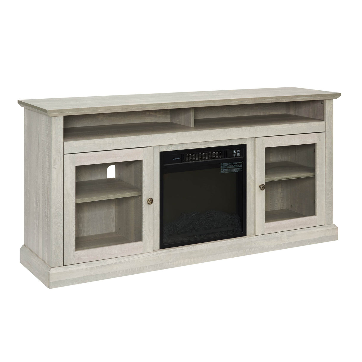60-Inch Stone Gray MDF Fireplace TV Media Stand - Sleep Galleria