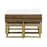 Modern Square Lift-Top Coffee Table Set With Ottomans - Sleep Galleria