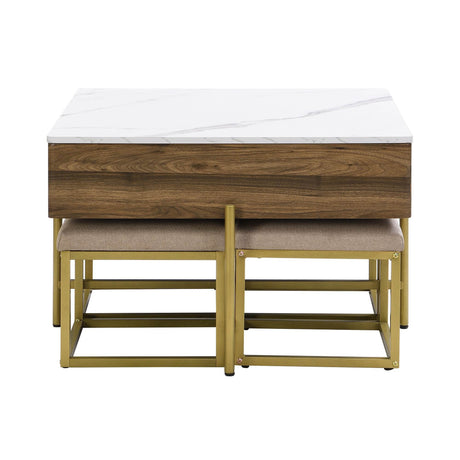 Modern Square Lift-Top Coffee Table Set With Ottomans - Sleep Galleria