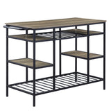 Rustic Oak Black Metal Frame Kitchen Island - Omega Lifestyles