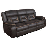 Brown Upholstered 3-Piece Manual Reclining Living Room Set - Omega Lifestyles