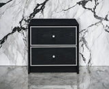 Black And Silver Synthetic Wood Accent Table With Drawers - Omega Lifestyles