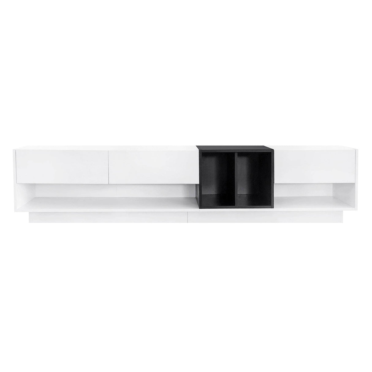Two-Tone Particle Board White TV Stand With Storage - Sleep Galleria