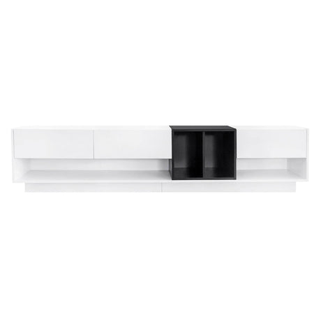 Two-Tone Particle Board White TV Stand With Storage - Sleep Galleria