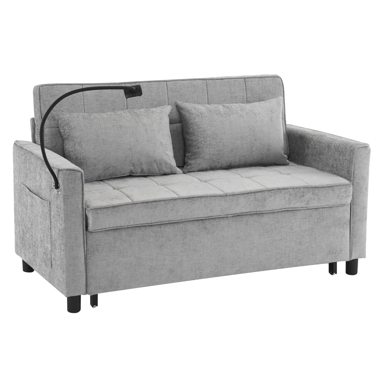 Convertible Chenille Loveseat Sofa Bed With USB Ports