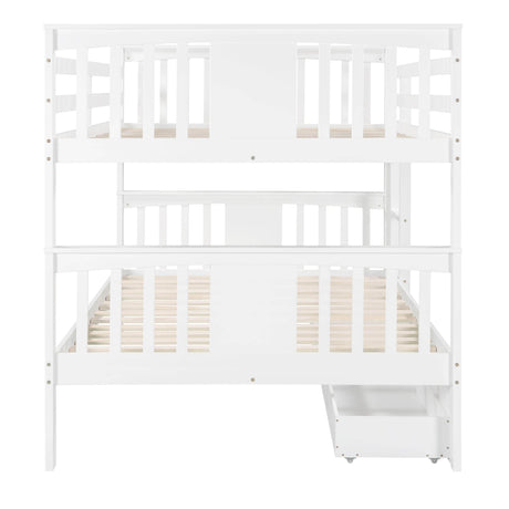 Full Over Full Solid Wood Bunk Bed With Drawers - Omega Lifestyles