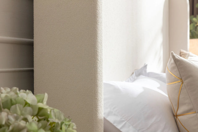 California King Contemporary Boucle Upholstered Bed Frame - Omega Lifestyles